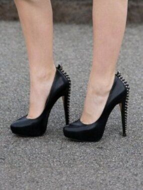 Brian Atwood Harrison Black Manic Corset Chain Studded Stiletto Size 37 (US 6)